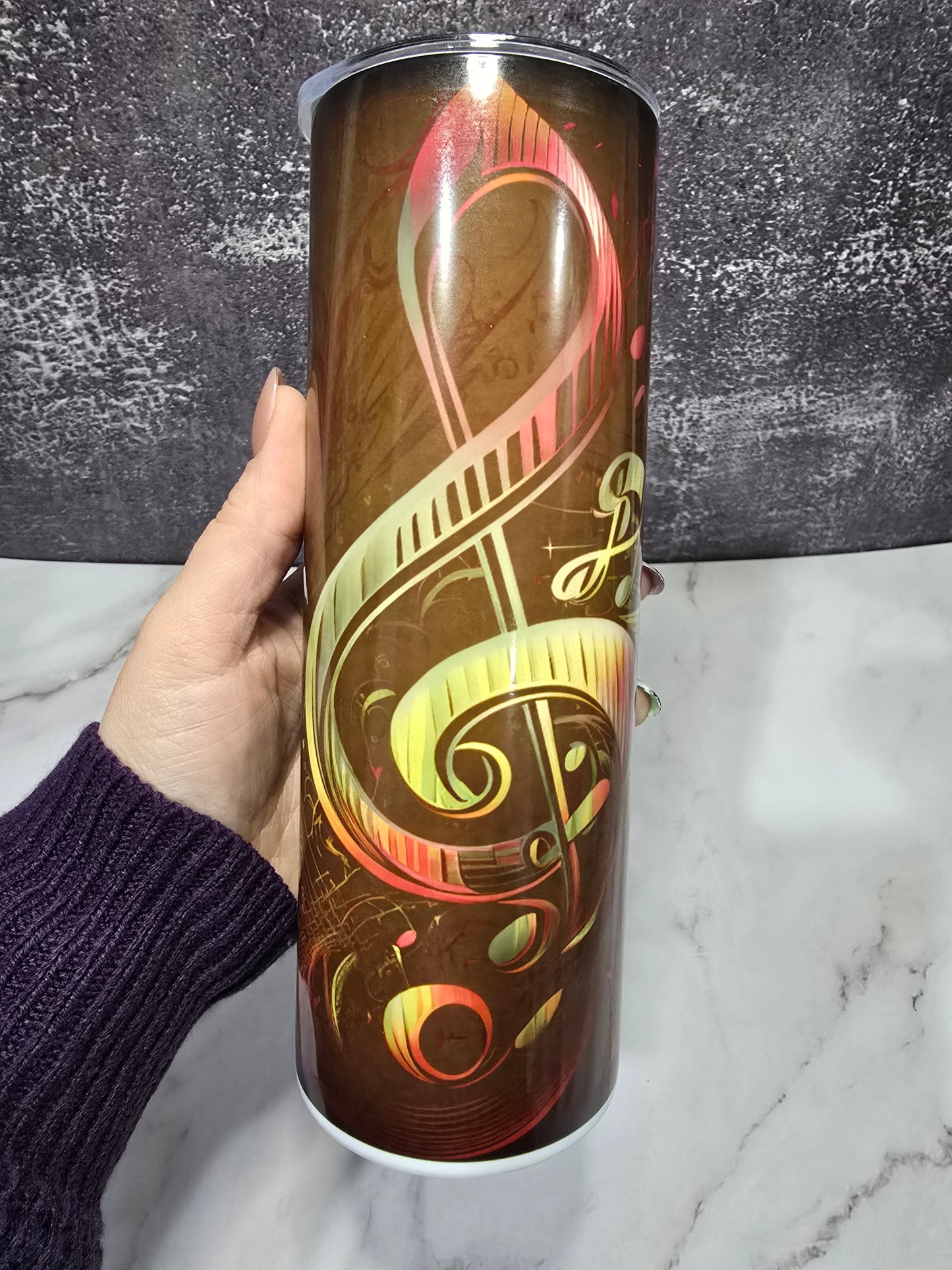 Imparfait * Tumbler (gobelet) Straight 20oz | Notes musique Fond noir (2)