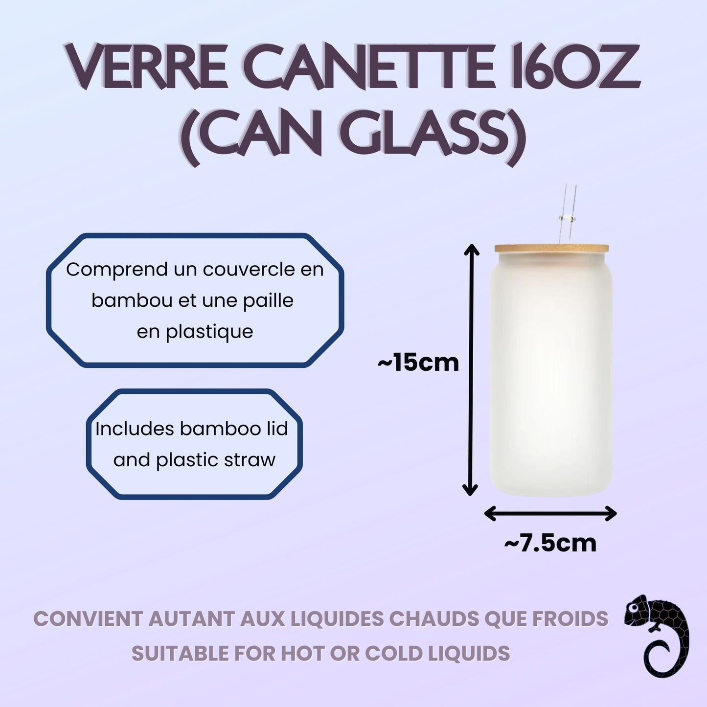 Verre style canette 16oz | Can Glass 16oz | Givré | Sapins Or et Rose