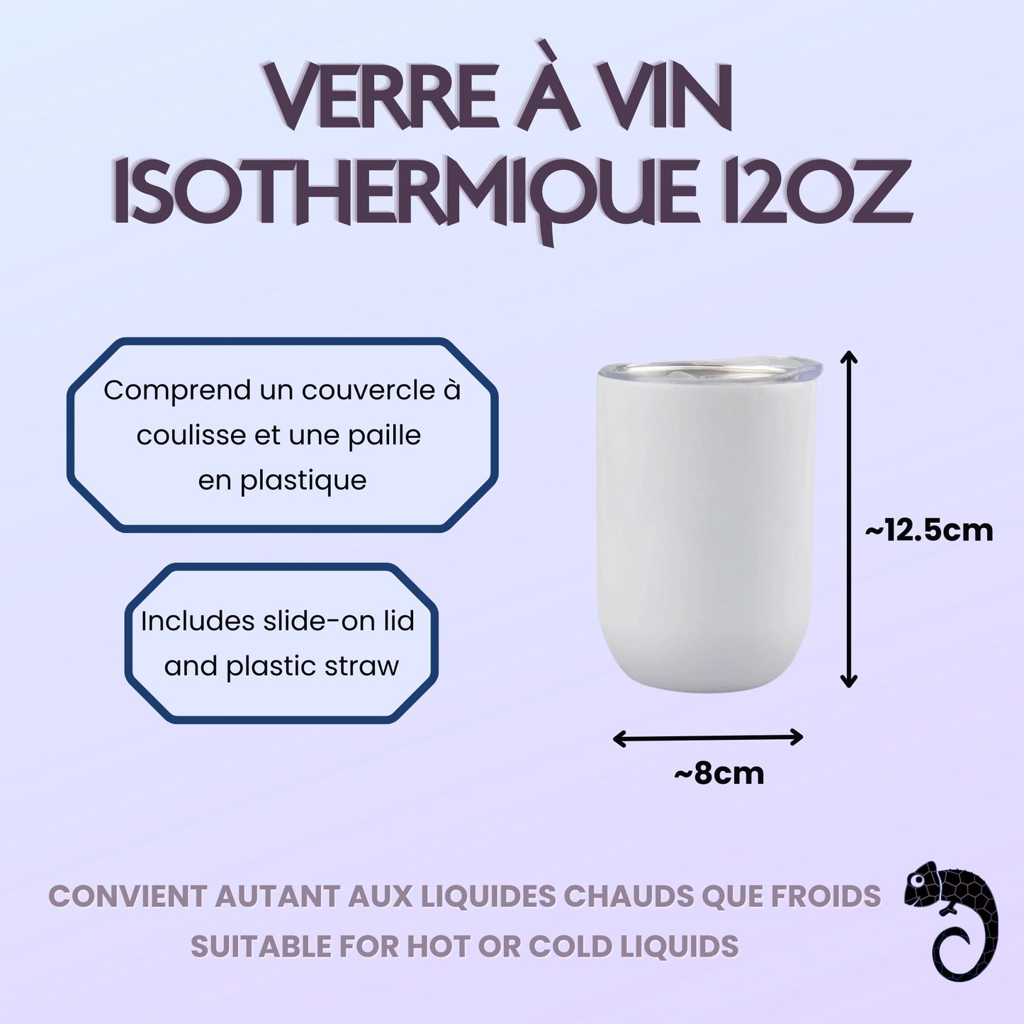 Verre à Vin Isotherme 12oz – Super marraine d'amour