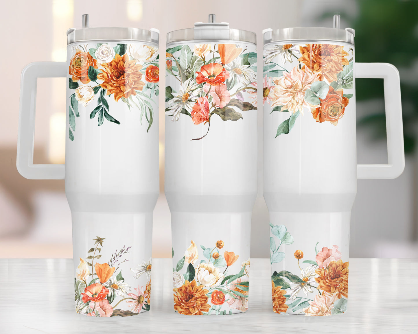 Tumbler (Gobelet) 40oz | Fleurs minimalistes