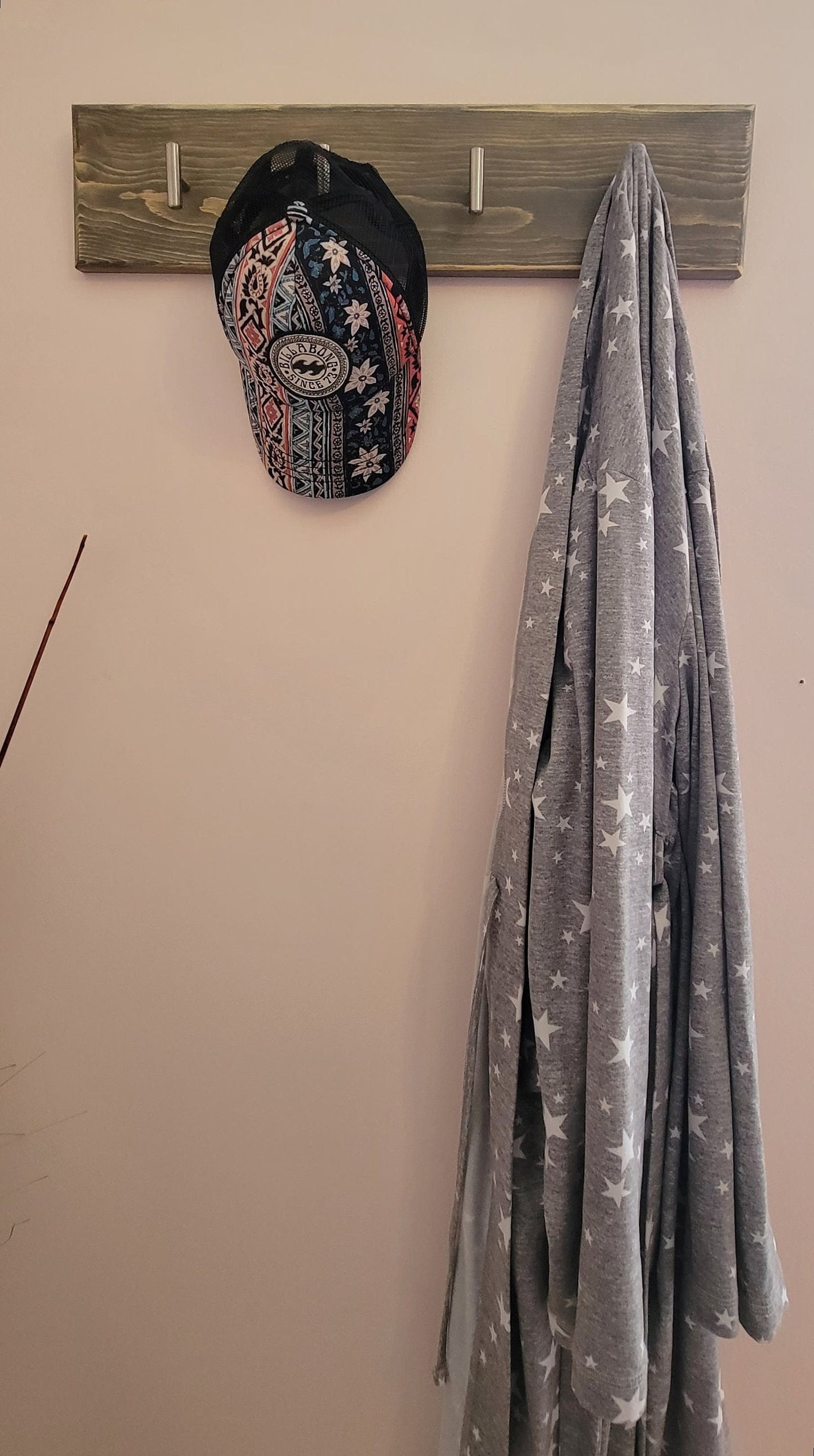 Solid Pine Wall Mounted Clothes Rack | Two Colour and Handle Options