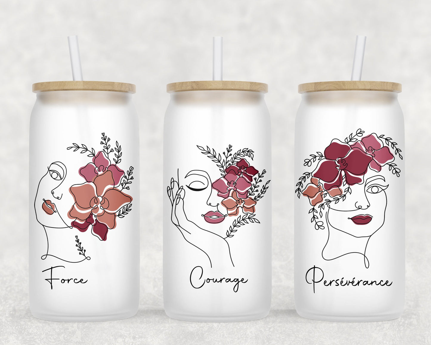 Can Glass 16oz | Can Glass 16oz | Frosted | Strength.Courage.Perseverance