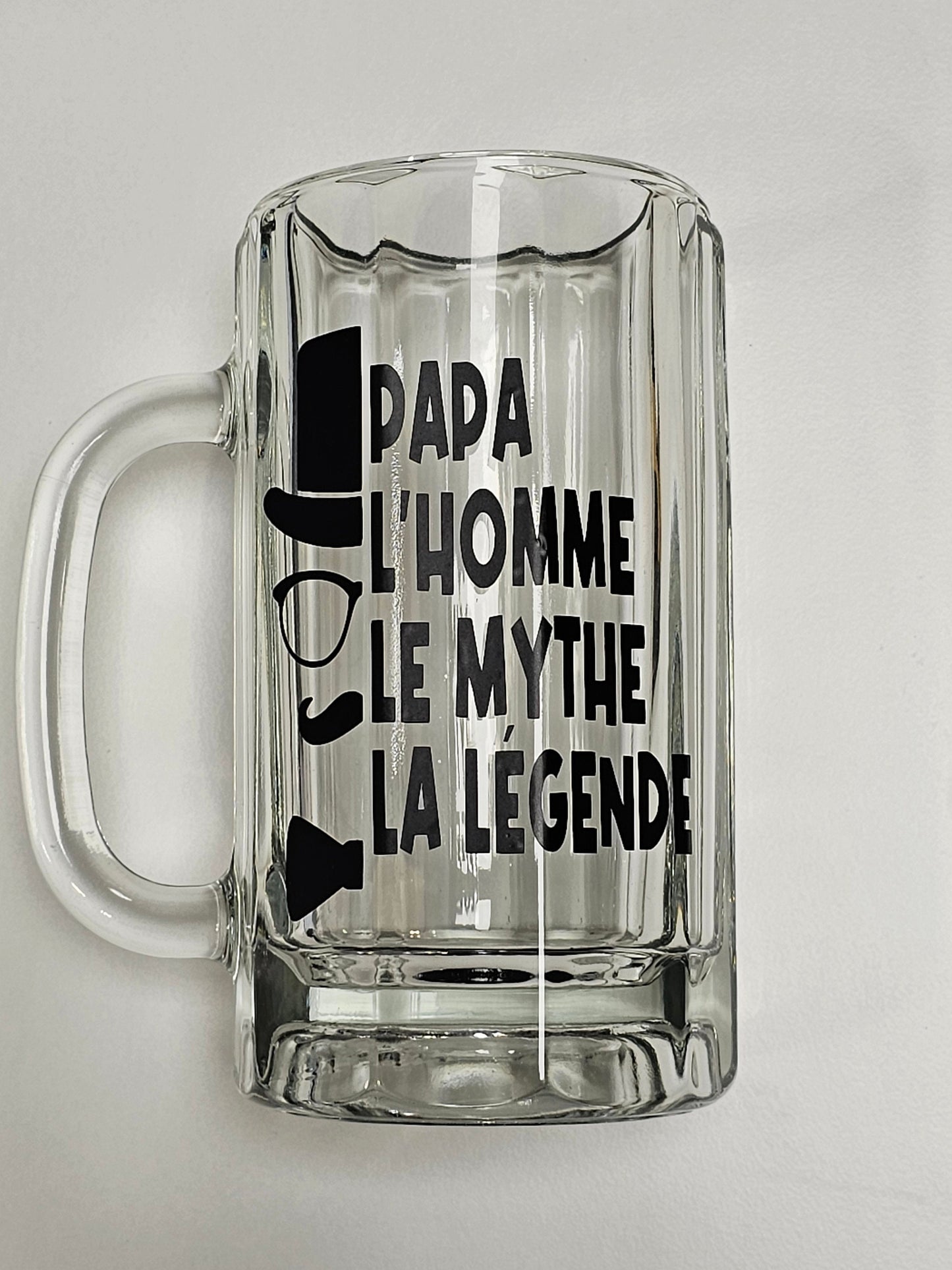 Verre à bière avec poignée (Buck) 16oz | Papa, L'homme, Le Mythe, La Legende