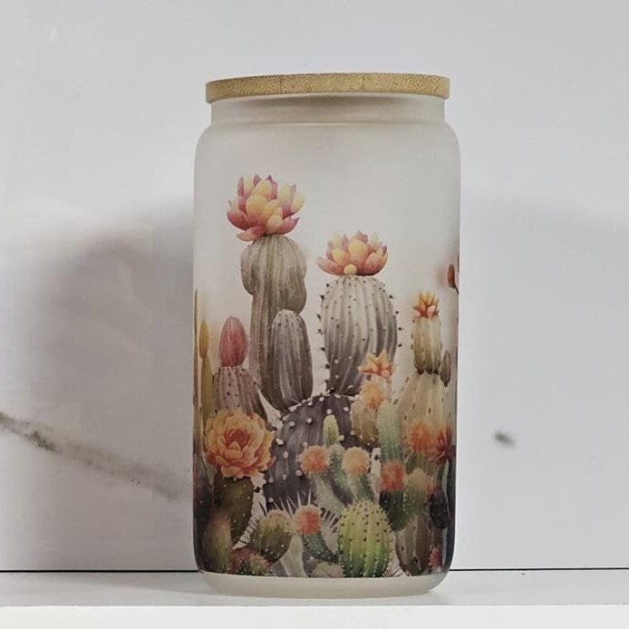 16oz Can Glass | Can Glass 16oz | Frosted or Clear | Cactus