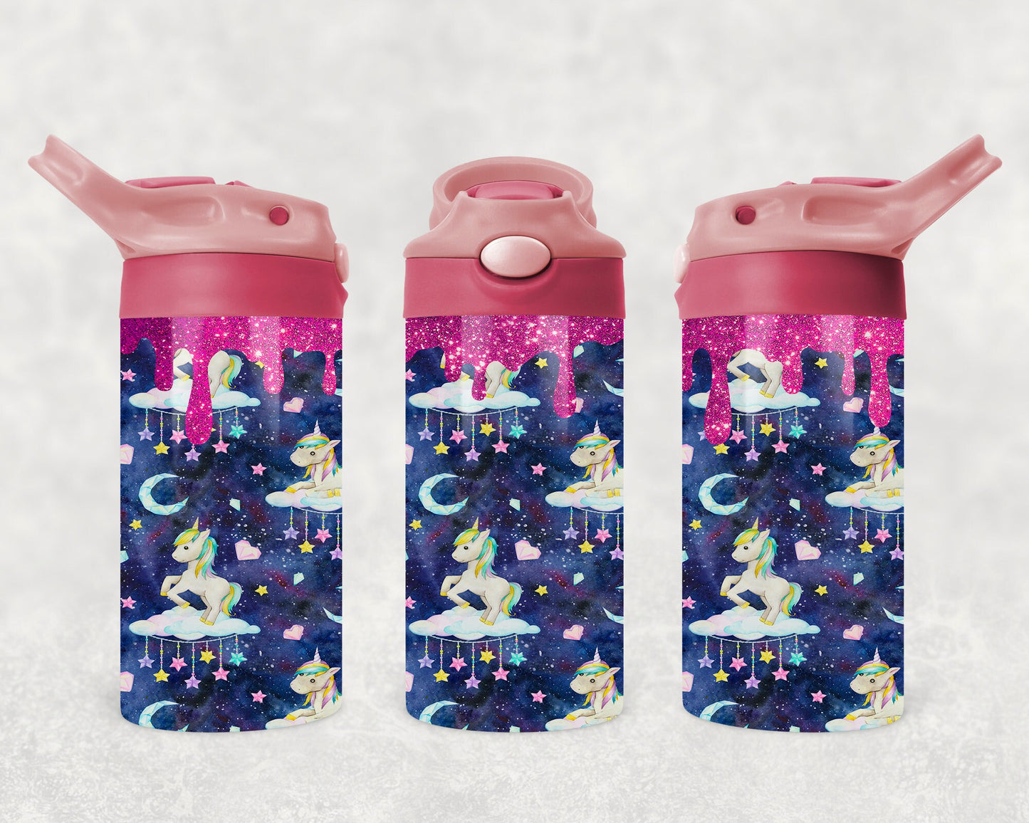 12oz Kids Tumbler | Pink Glitter Unicorns