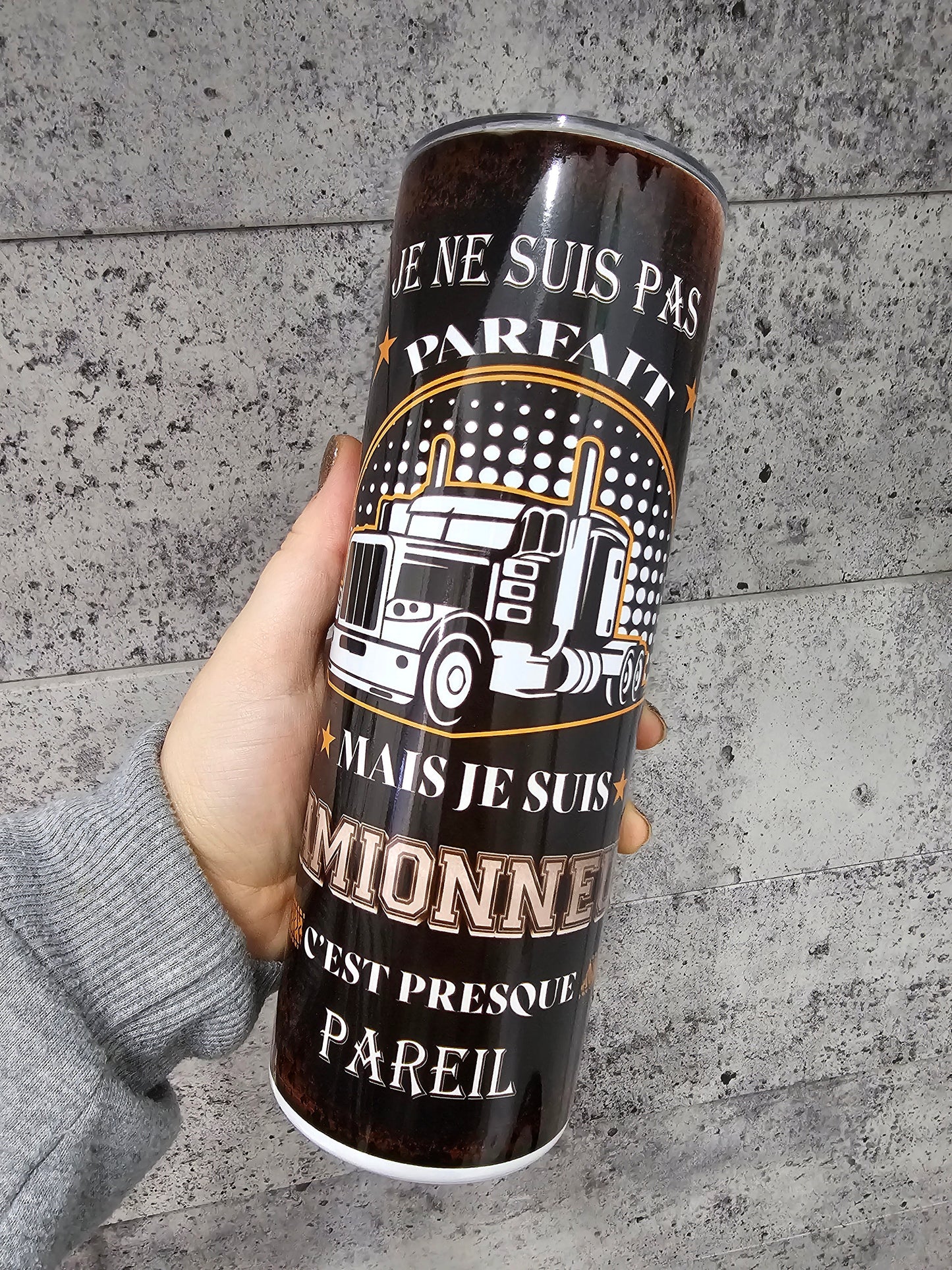 Imparfait * Tumbler (gobelet) Straight 20oz | Je suis Camionneur