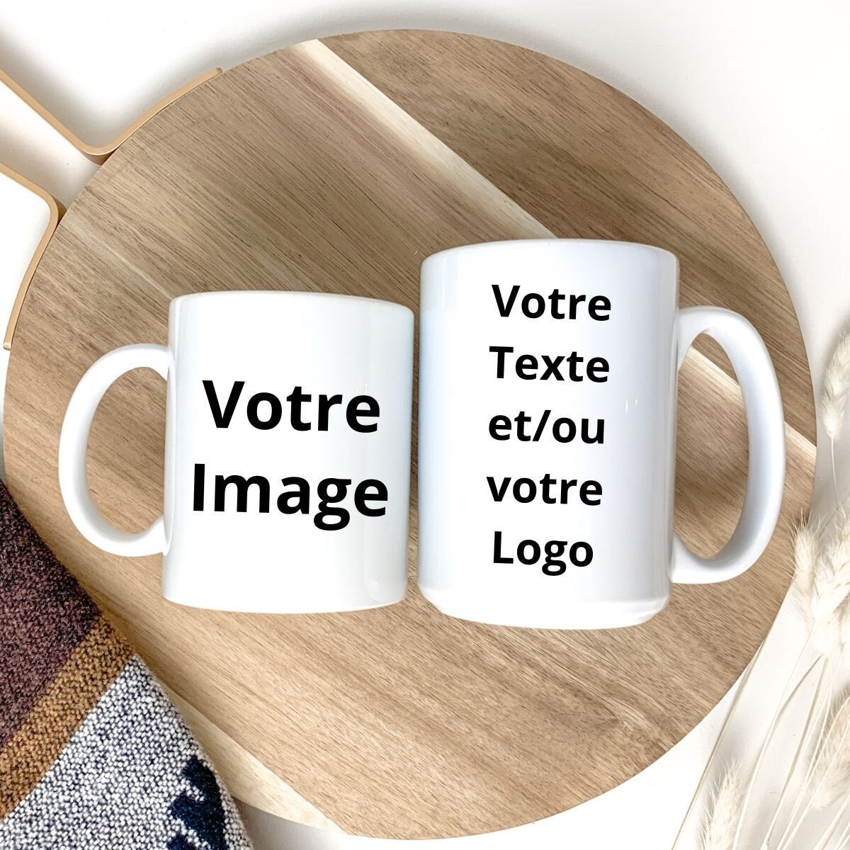 Tasse en céramique 12oz ou 15oz | Votre Image, Logo et/ou Texte