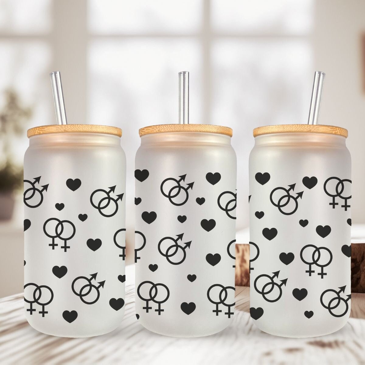 16oz Can Glass | Can Glass 16oz | Frosted | LGBT