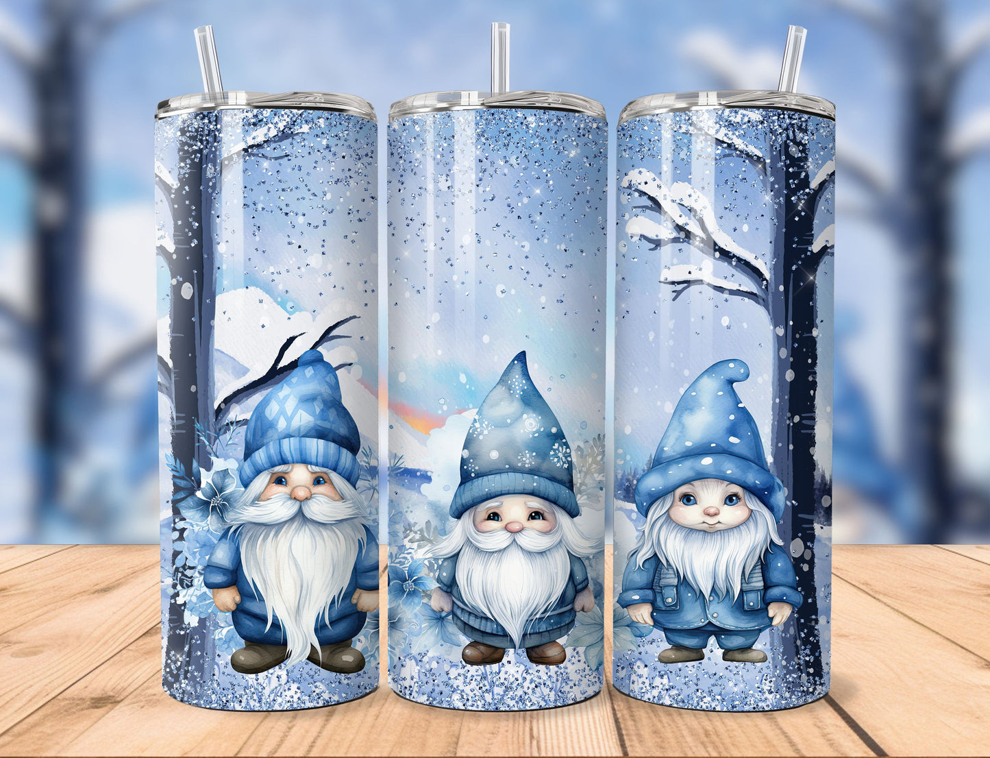 Tumbler (Gobelet) | Gnomes bleus d'hiver