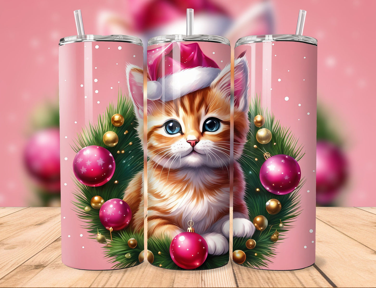 Straight Tumbler 20oz | Christmas Cat
