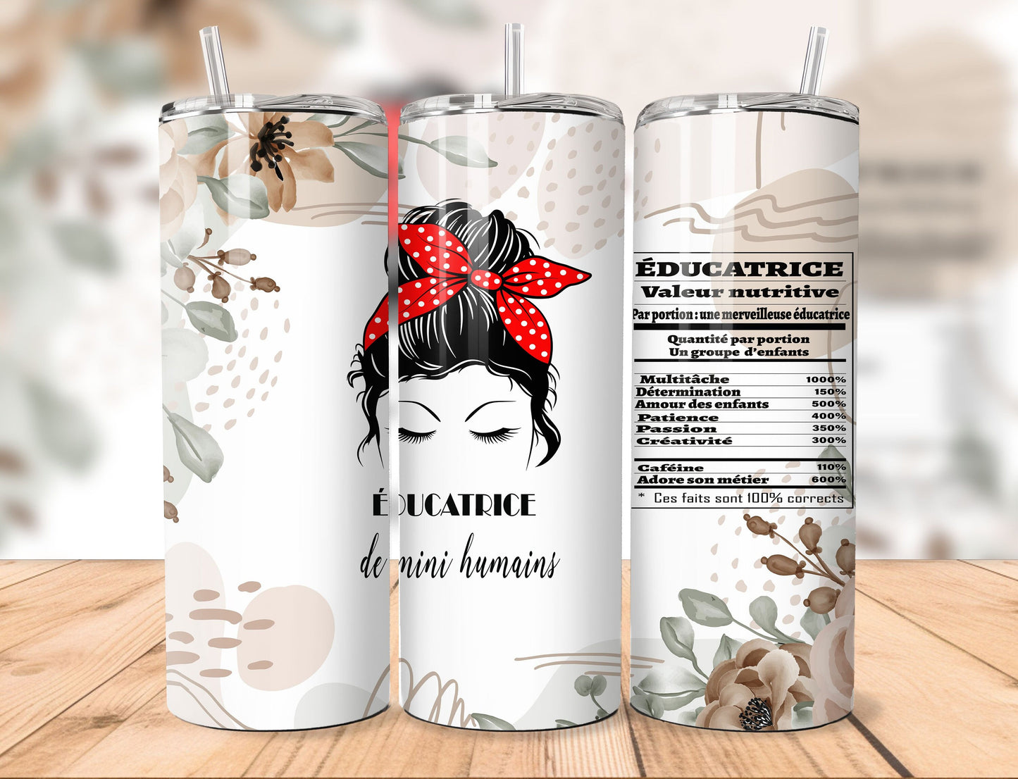 20oz Straight Tumbler | Mini Humans Educator Headband (Values)