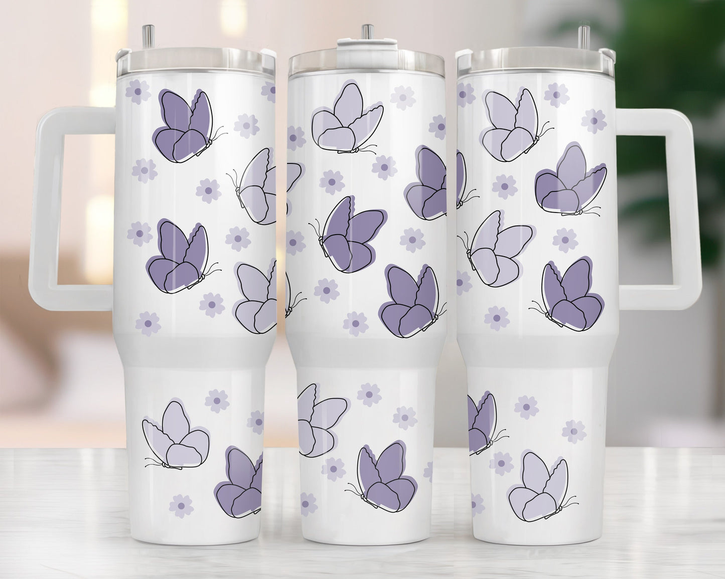 Tumbler (Gobelet) 40oz | Papillons Mauves