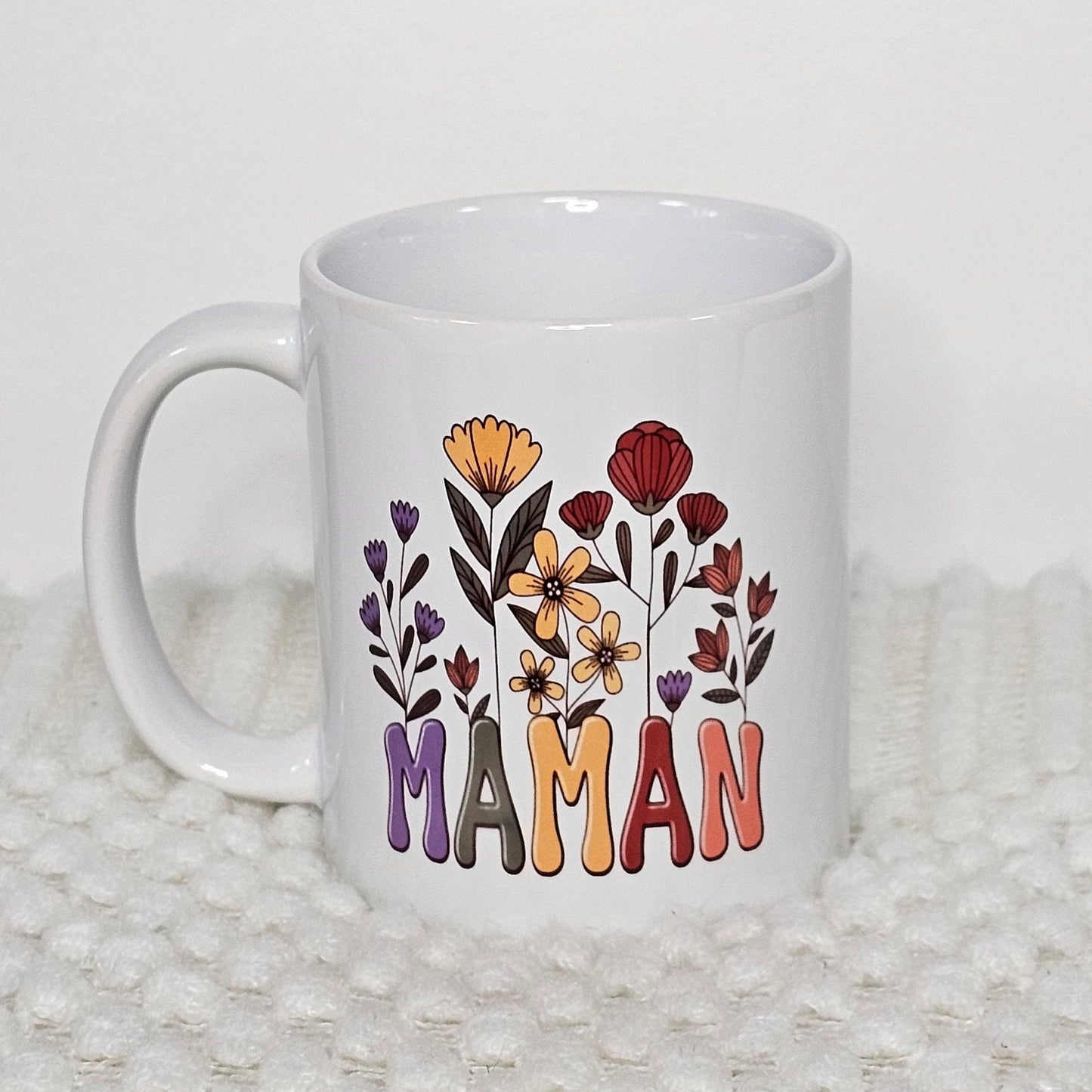 Tasse Céramique 12oz ou 15oz | Maman (fleurs)