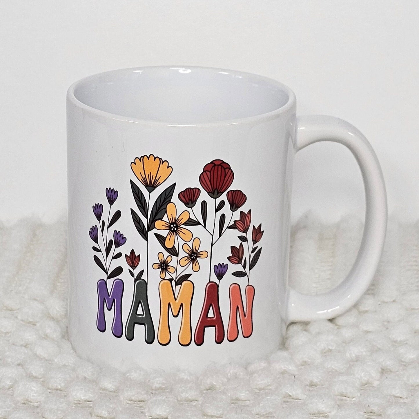 Tasse Céramique 12oz ou 15oz | Maman (fleurs)
