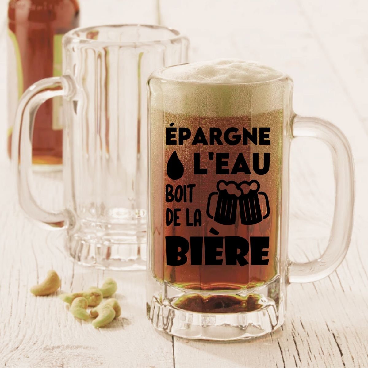 Verre à bière avec poignée (Buck) 16oz | Épargne l'eau, Bois de la bière