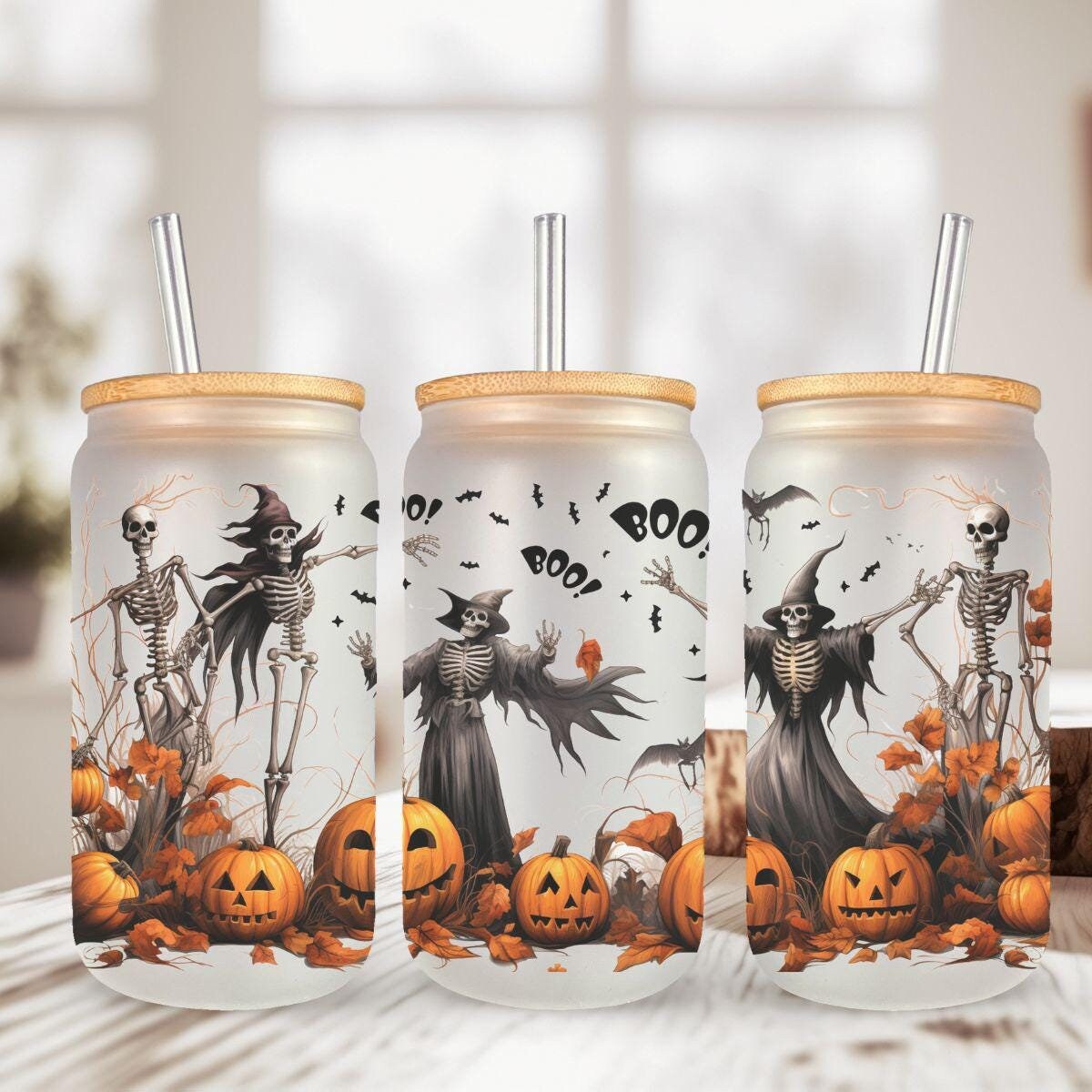 Can Glass 16oz | Can Glass 16oz | Frosted | Halloween Boo