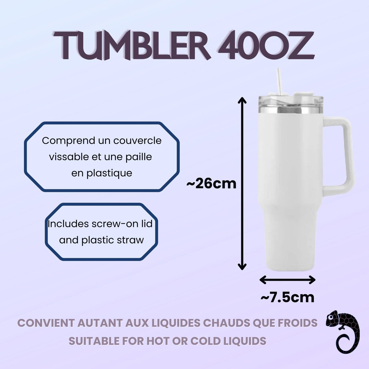 Tumbler (Gobelet) 40oz | Papillons Mauves