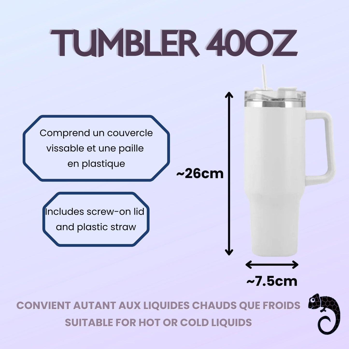 Tumbler isothermique 40oz – Feuilles d’automne 🍁🍂