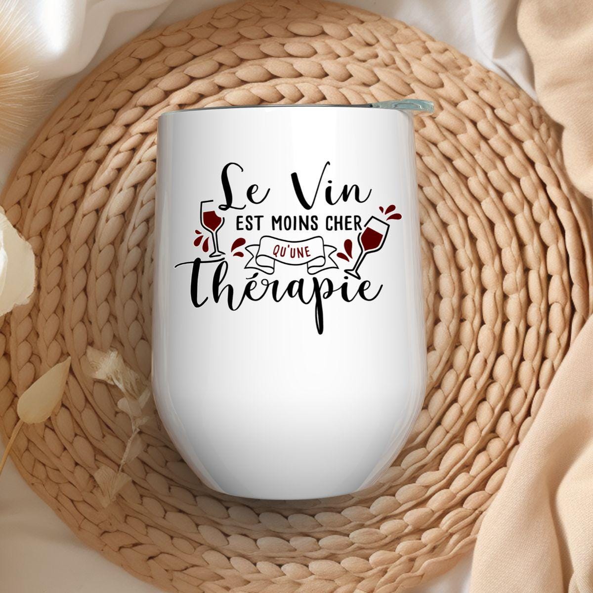12oz Insulated Wine Glass | Wine is Cheaper Than Therapy