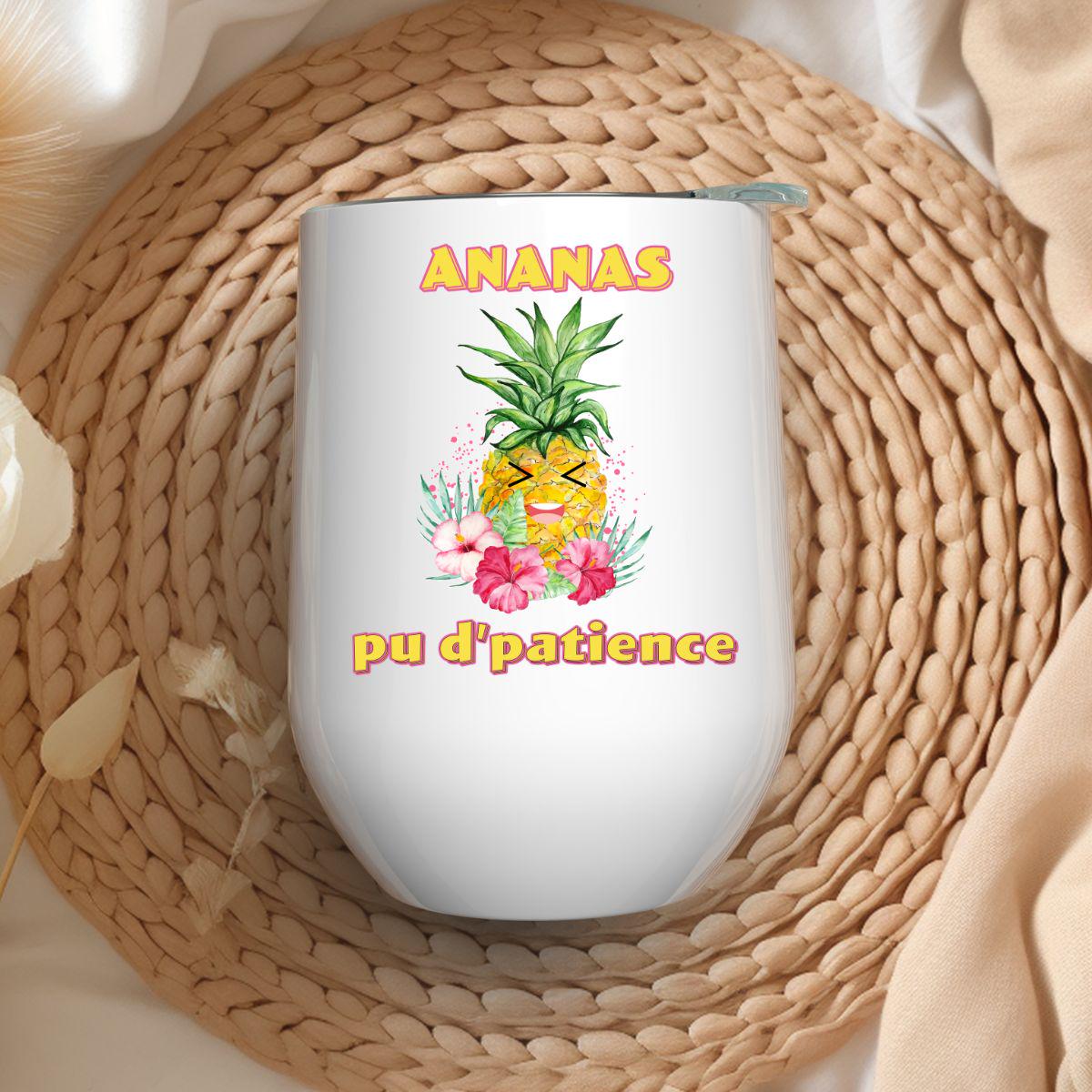Verre à Vin 12oz Isothermique | Ananas pu d'patience