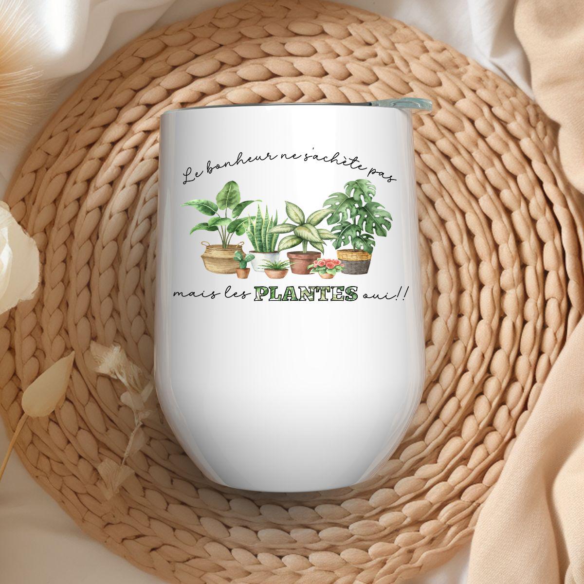 Verre à Vin 12oz Isothermique | Le bonheur ne s'achète pas... mais les plantes OUI !