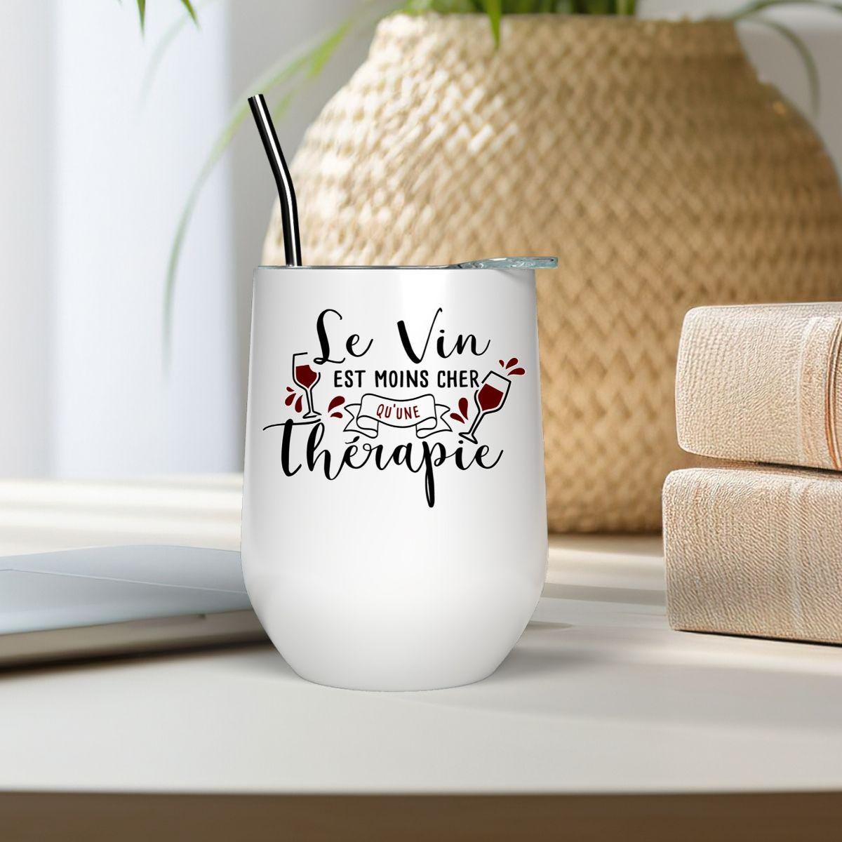 12oz Insulated Wine Glass | Wine is Cheaper Than Therapy