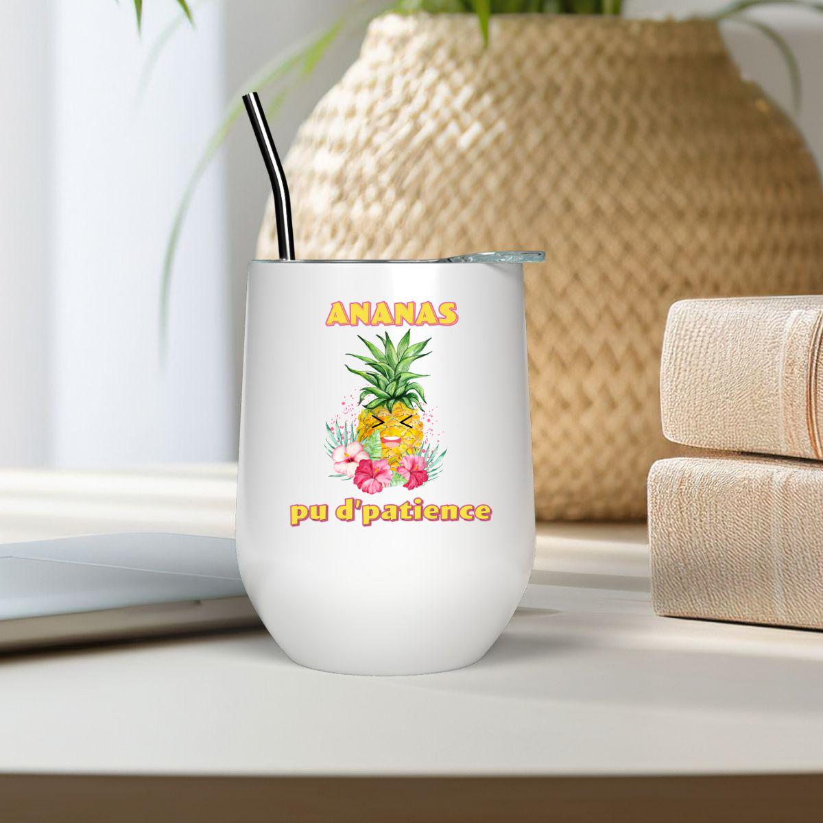Verre à Vin 12oz Isothermique | Ananas pu d'patience