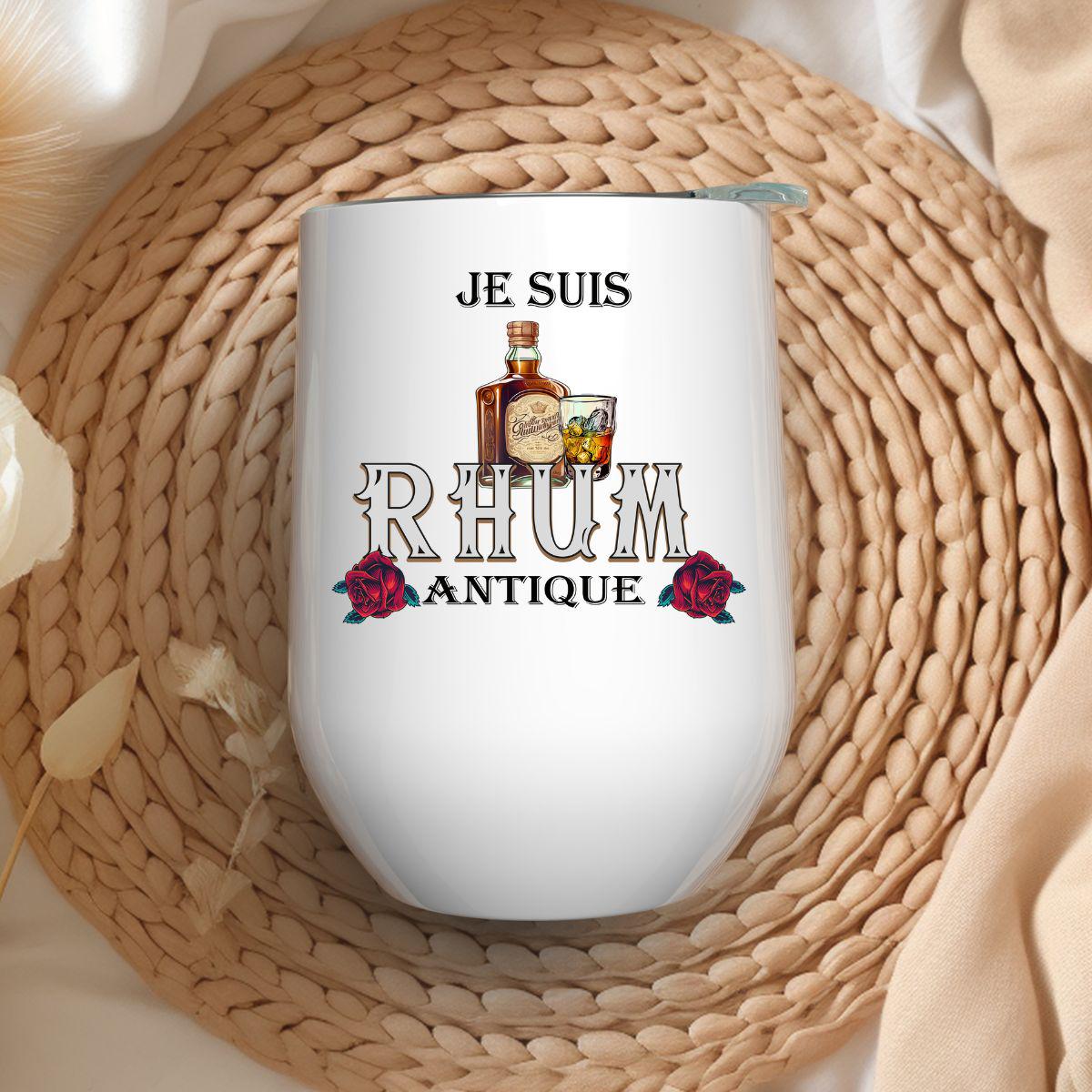 Verre à Vin 12oz Isothermique | Je suis RHUM antique