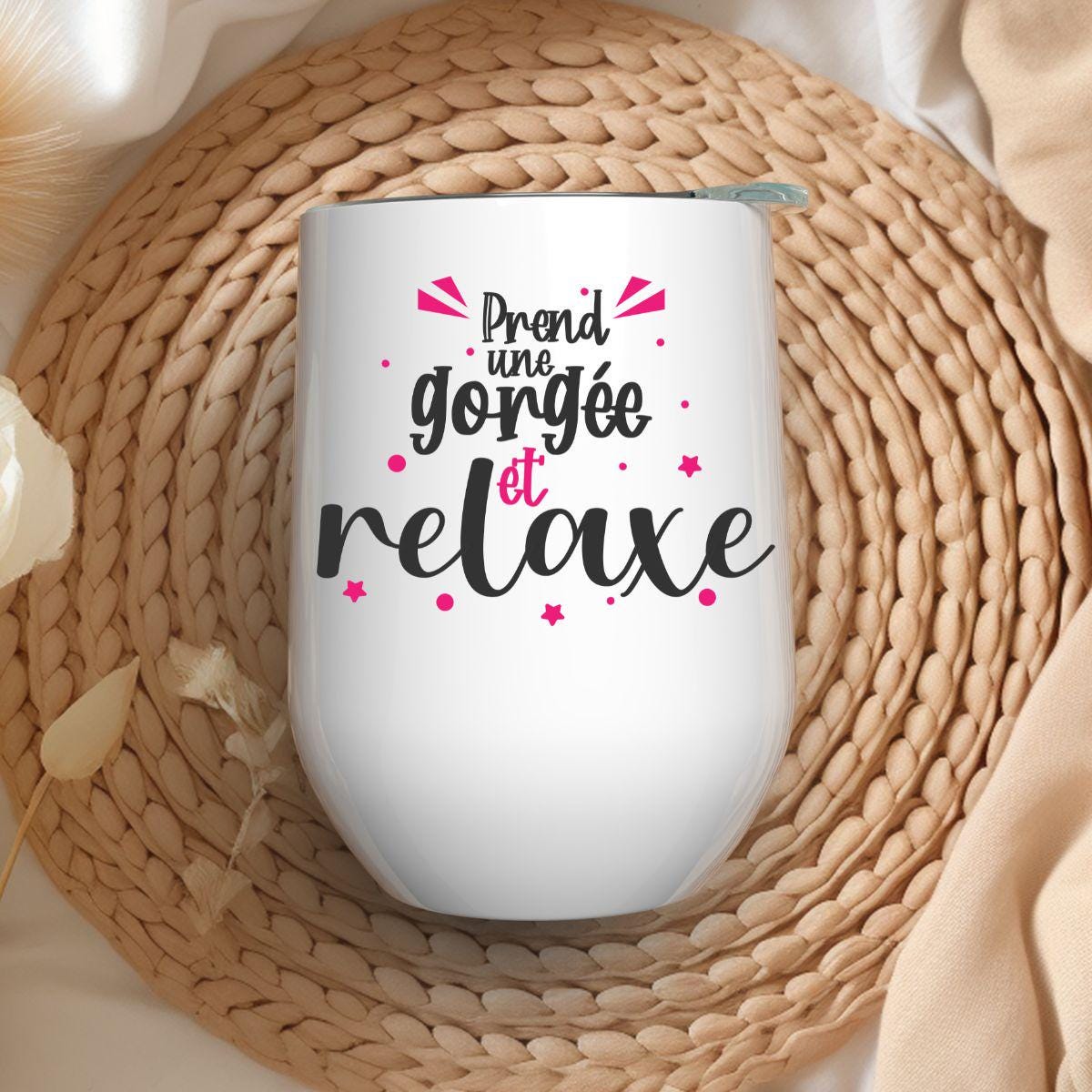 Verre à Vin 12oz Isothermique | Prend une gorgée et relaxe