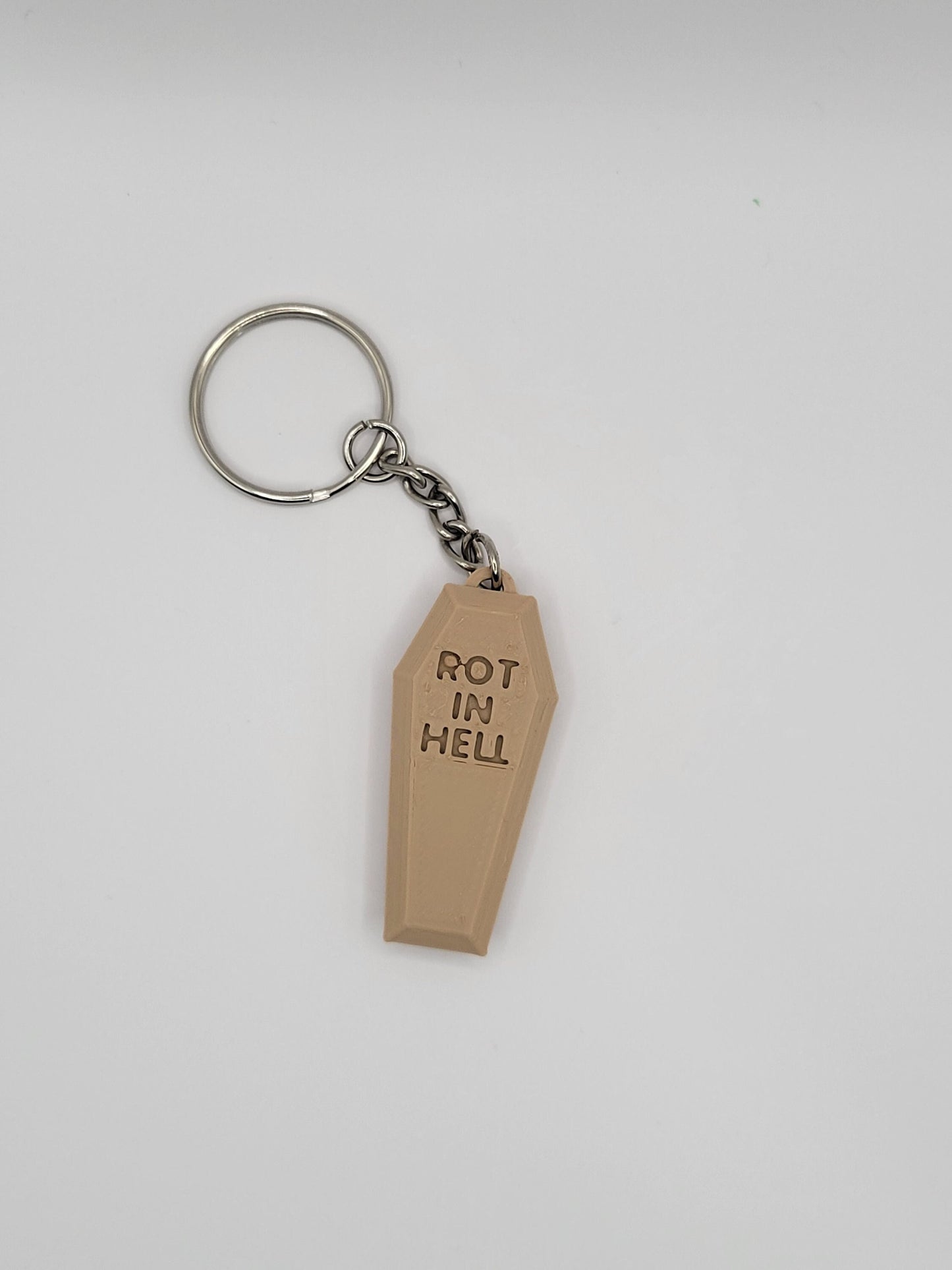 3D Coffin Keychain ''Rot In Hell'' | Made of biodegradable PLA plastic