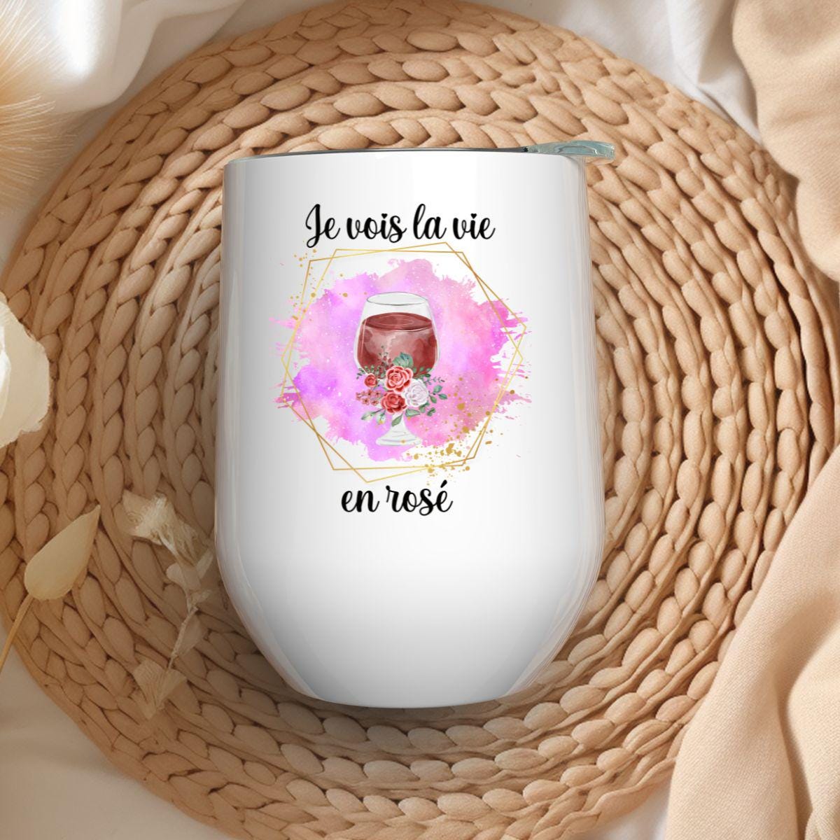 Verre à Vin 12oz Isothermique | Je vois la vie en rosé