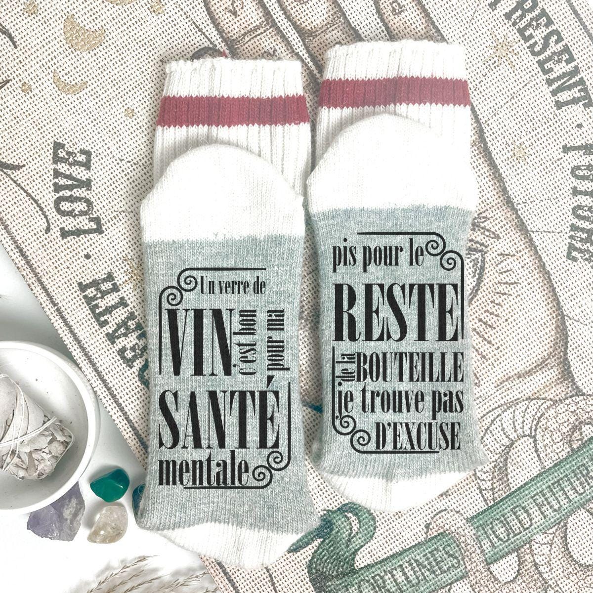 Bas chaussettes style ''Chalet'' | Un verre de vin, c'est bon pour ma santé mentale