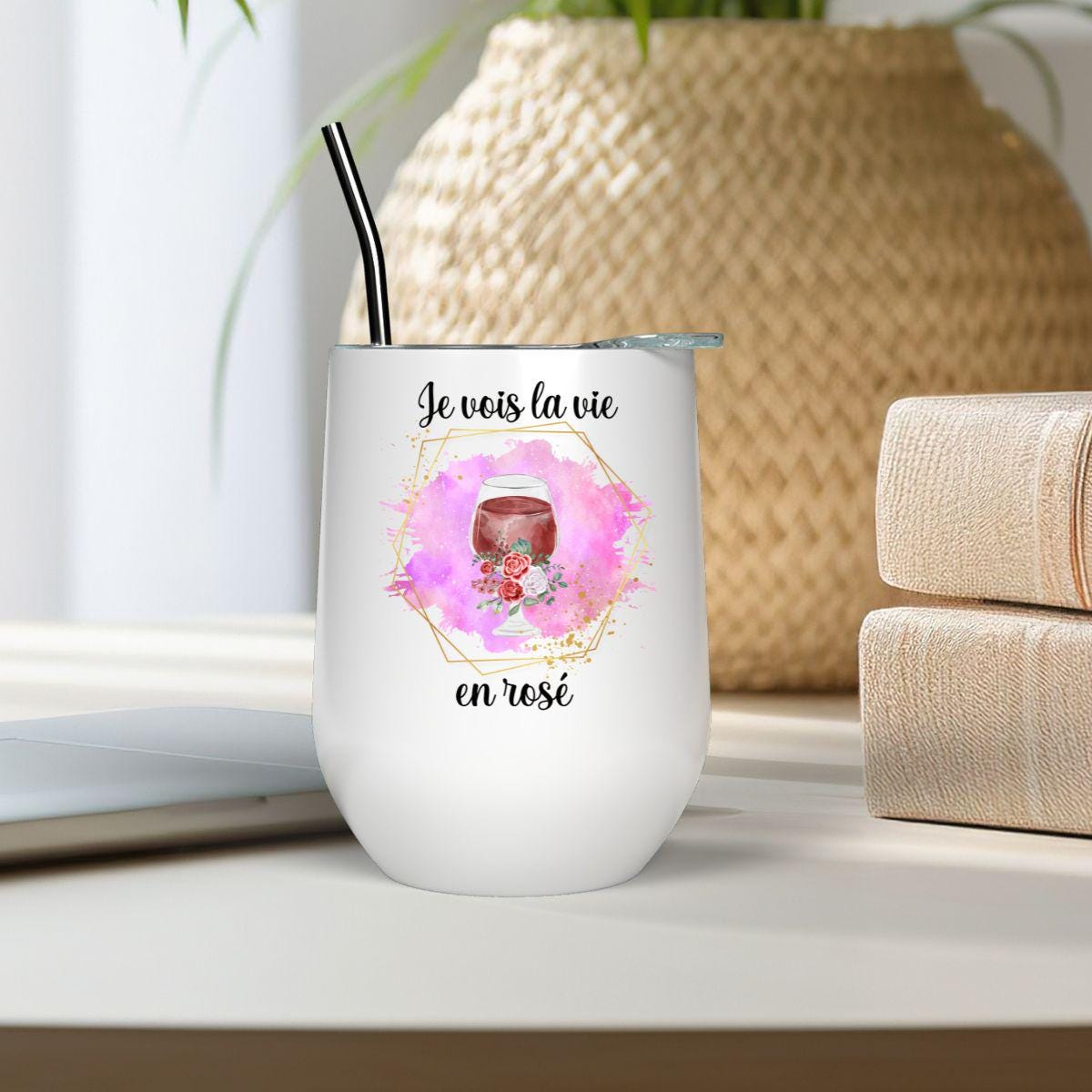 Verre à Vin 12oz Isothermique | Je vois la vie en rosé