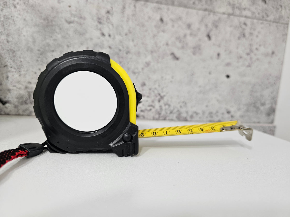 Ruban à Mesurer Personnalisable 16 pi (Boîtier Noir et Jaune) – Blank pour Sublimation