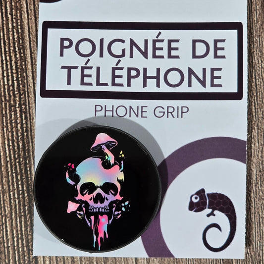 Poignée de téléphone / Support rétractable – Crâne holographique & Champignon