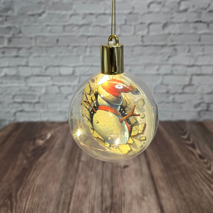 ❄️ Boule de Noël lumineuse à DEL en acrylique – Bonhomme de neige festif ⛄