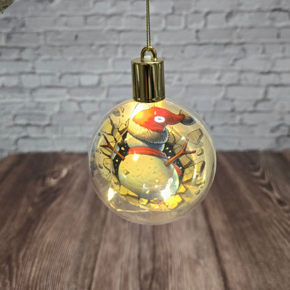 ❄️ Boule de Noël lumineuse à DEL en acrylique – Bonhomme de neige festif ⛄