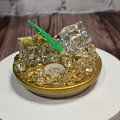 Can Glass 16 oz – Jungle Chic | Feuillage tropical et paillettes vertes