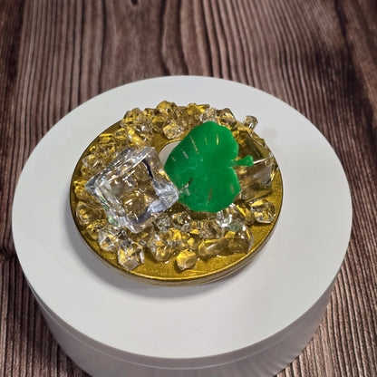 Can Glass 16 oz – Jungle Chic | Feuillage tropical et paillettes vertes