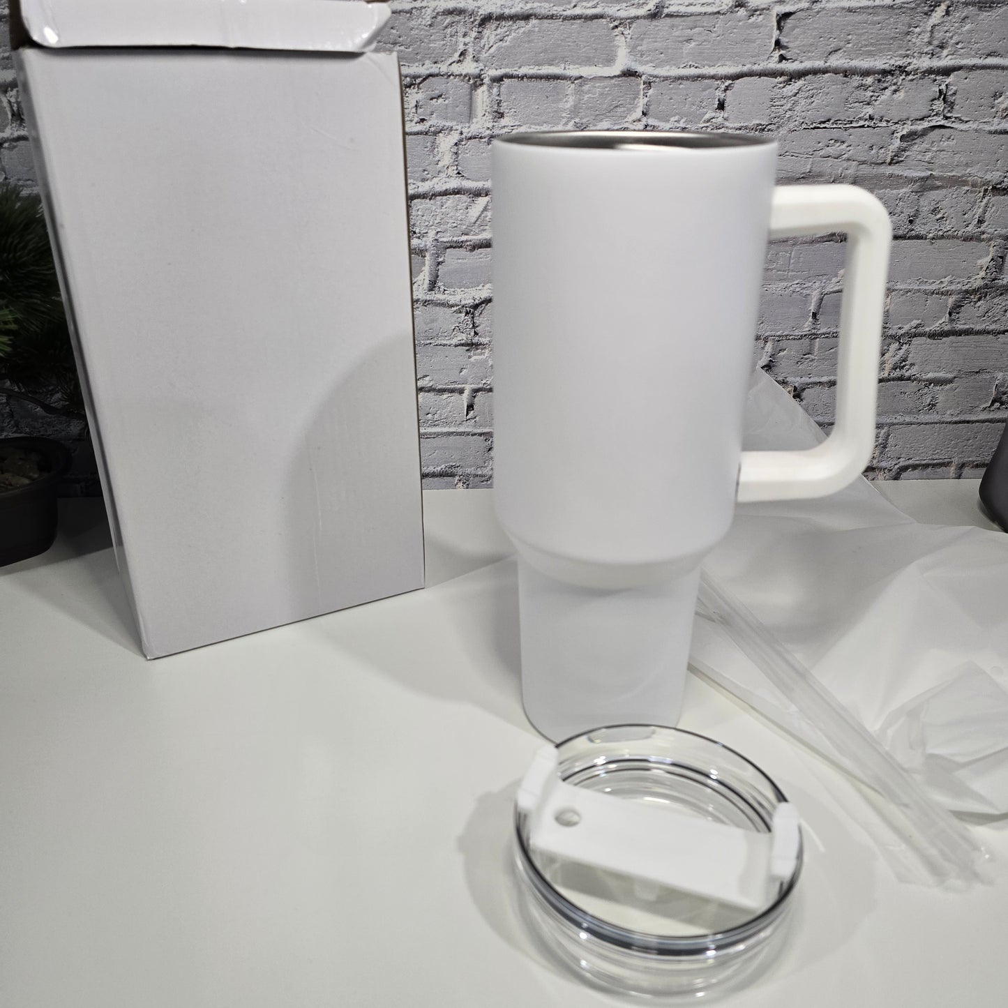 Gobelet / Tumbler 40 oz avec poignée Phosphorescent (Glow in the dark - Bleu) vierge – Sublimation, UV DTF & Vinyle