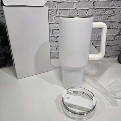Gobelet / Tumbler 40 oz avec poignée Phosphorescent (Glow in the dark - Bleu) vierge – Sublimation, UV DTF & Vinyle