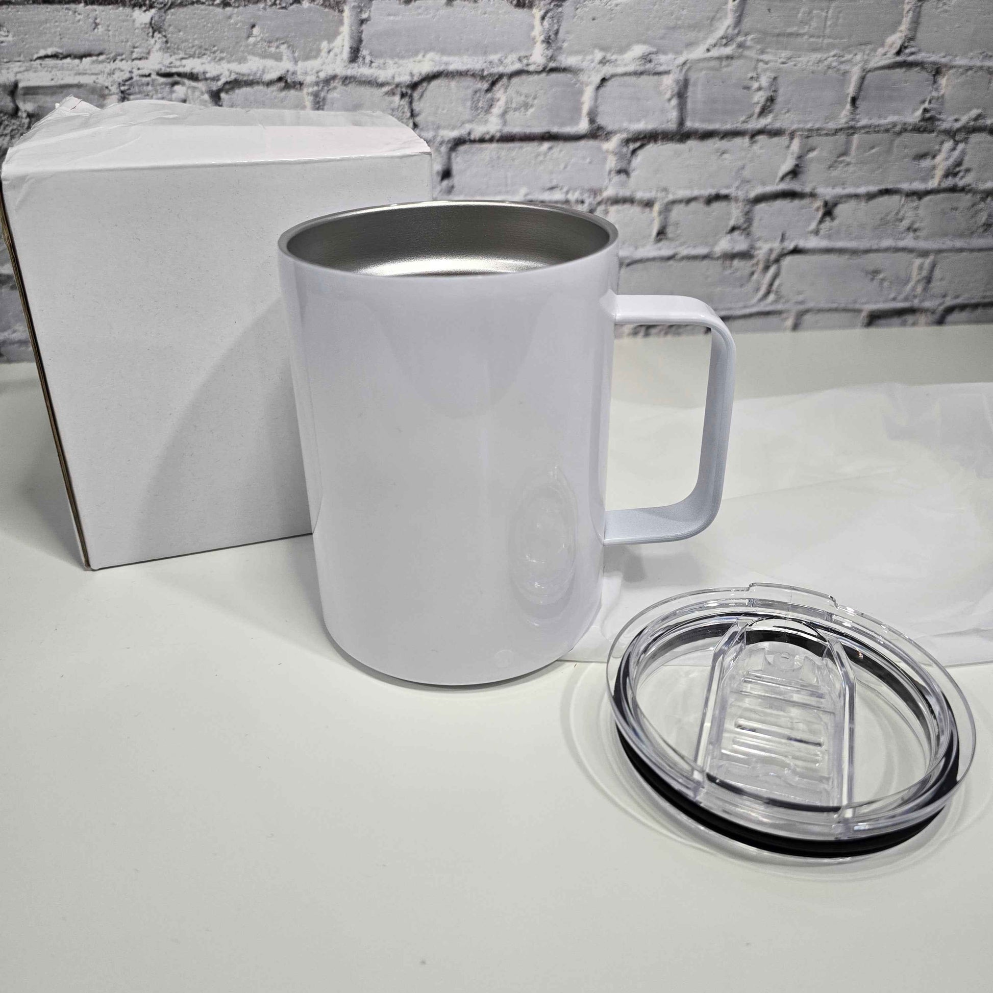 Tasse à café isotherme 10 oz avec poignée vierge – Sublimation, UV DTF & Vinyle