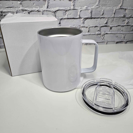Tasse à café isotherme 10 oz avec poignée vierge – Sublimation, UV DTF & Vinyle