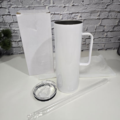 Tumbler isotherme 20 oz avec poignée vierge – Sublimation, UV DTF & Vinyle