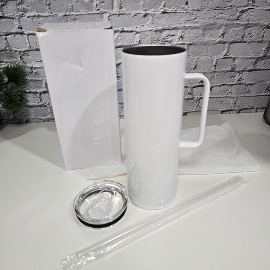 Tumbler isotherme 20 oz avec poignée vierge – Sublimation, UV DTF & Vinyle