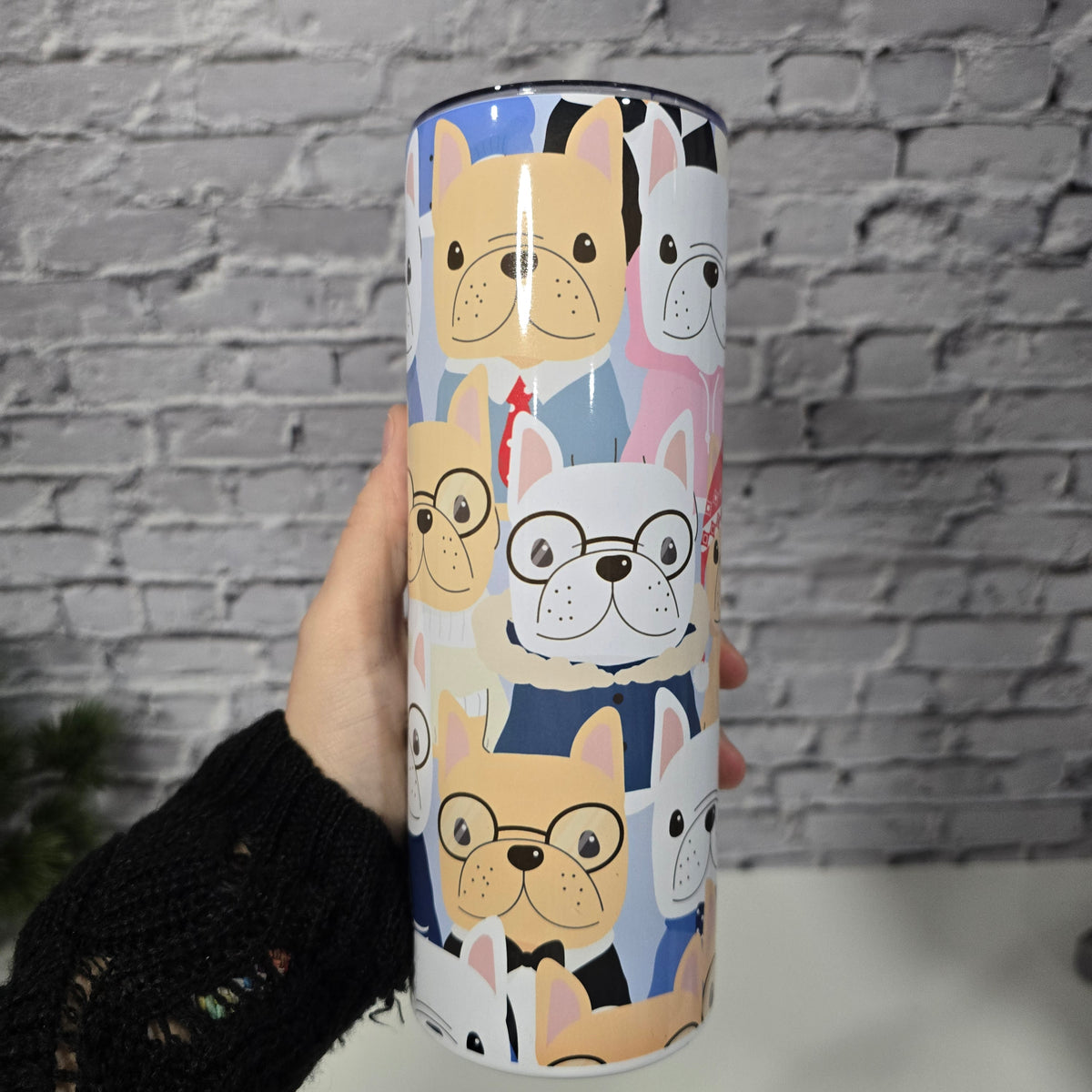 🐶 Tumbler isothermique – Bouledogues stylés 🧣