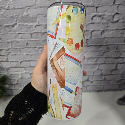 🌈 Tumbler isothermique – Aime, Enseigne, Inspire ✏️💛