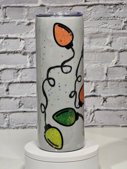 Tumbler Isothermique 20 oz – Design "Lumières de Noël" (Fait main en Époxy) 🎄✨