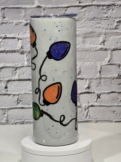Tumbler Isothermique 20 oz – Design "Lumières de Noël" (Fait main en Époxy) 🎄✨