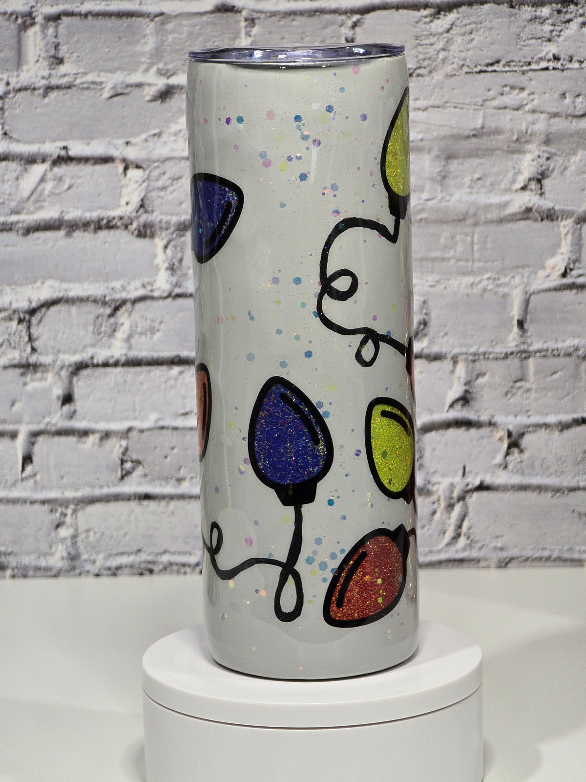 Tumbler Isothermique 20 oz – Design "Lumières de Noël" (Fait main en Époxy) 🎄✨